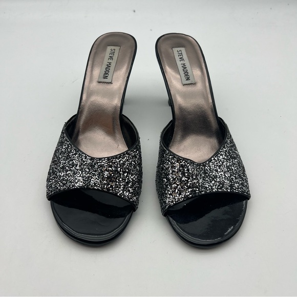 Steve Madden Black and Silver Glitter Heels - Picture 1 of 5